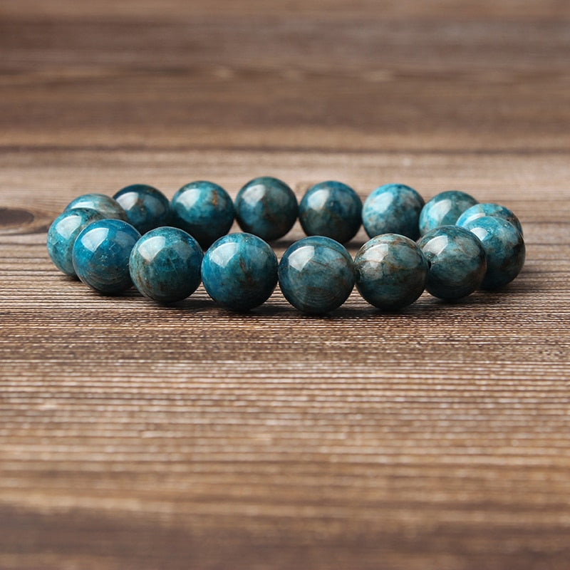 Natural Blue Apatite Beaded Bracelet for Men and Women - 7
