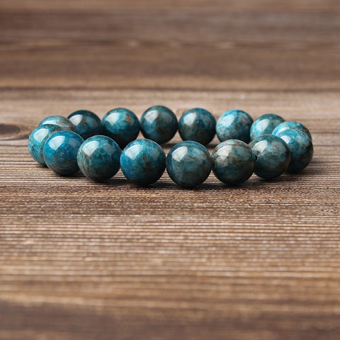 Natural Blue Apatite Beaded Bracelet for Men and Women