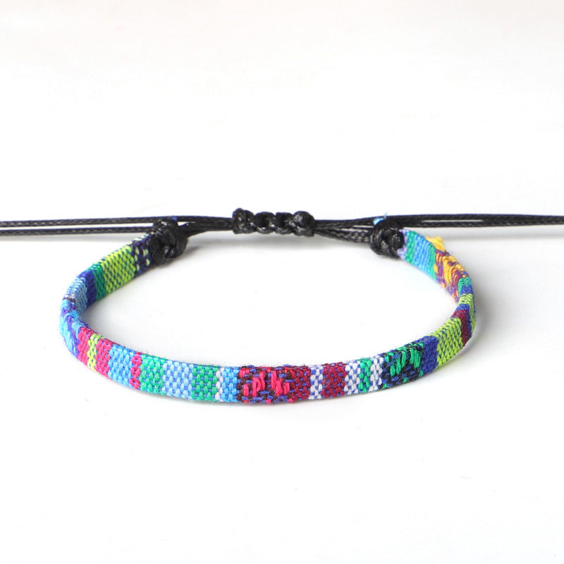 Bohemian Hand Woven Rainbow Color Cloth Anklet
