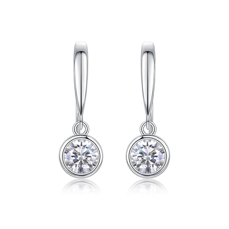 S925 Sterling Silver Moissanite Earrings Set with Platinum-Plated Accents - 2