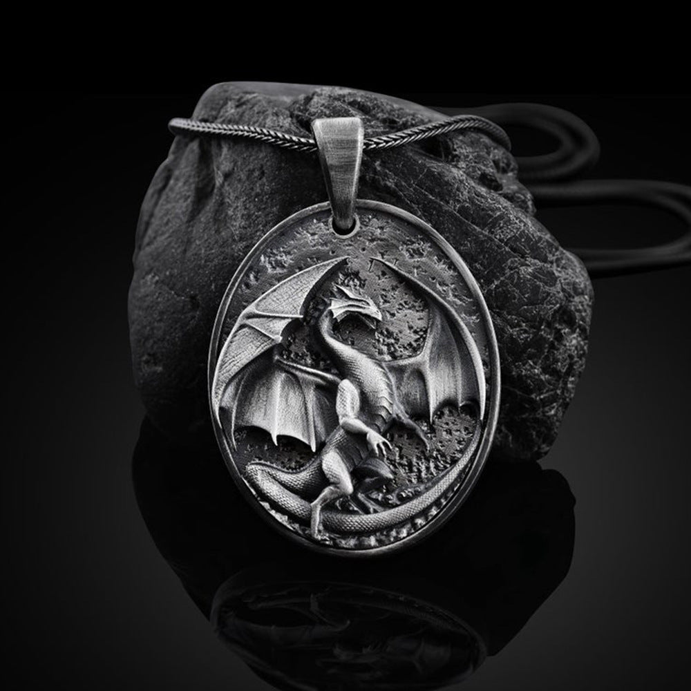 Men's Dragon Pendant Necklace in Titanium Steel