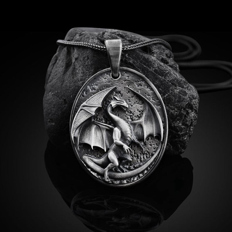 Men's Dragon Pendant Necklace in Titanium Steel - 2
