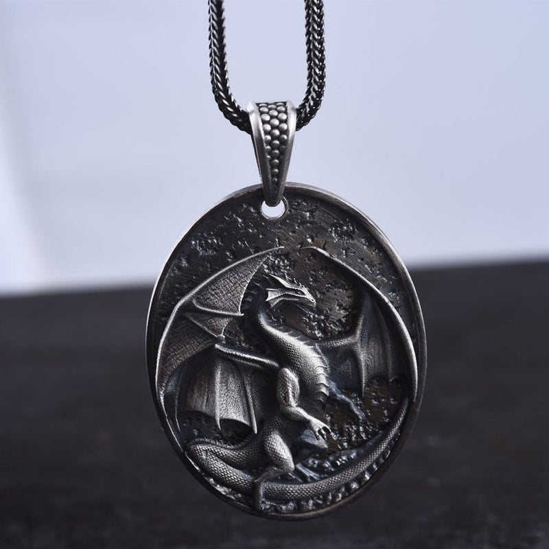 Men's Dragon Pendant Necklace in Titanium Steel - 4