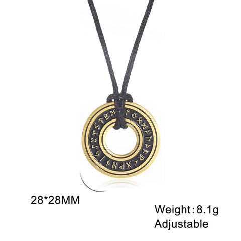 Vintage Nordic Rune Pendant Necklace for Men Alloy Viking Amulet