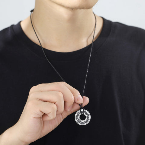Vintage Nordic Rune Pendant Necklace for Men Alloy Viking Amulet