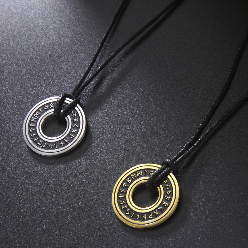 Vintage Nordic Rune Pendant Necklace for Men Alloy Viking Amulet - 4