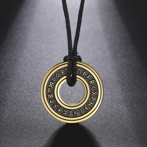 Vintage Nordic Rune Pendant Necklace for Men Alloy Viking Amulet