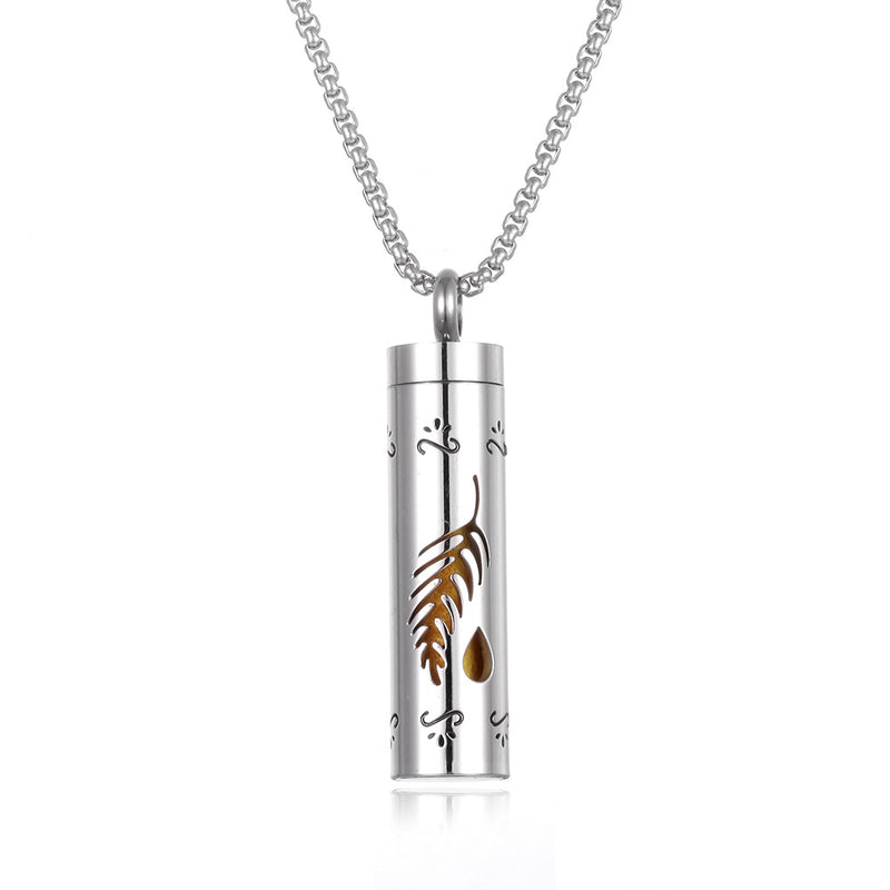 Stainless Steel Aromatherapy Pendant Necklace with Essential Oil Bottle - 2
