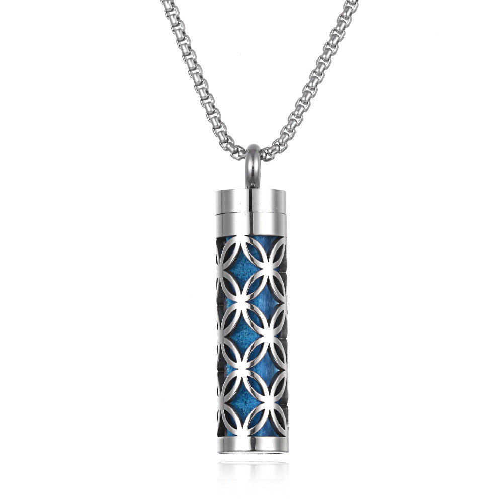Stainless Steel Aromatherapy Pendant Necklace with Essential Oil Bottle