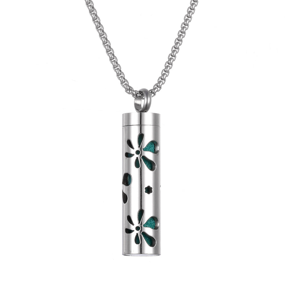 Stainless Steel Aromatherapy Pendant Necklace with Essential Oil Bottle