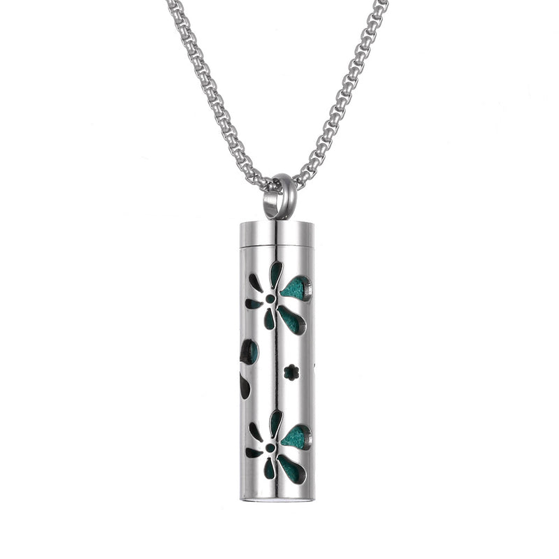 Stainless Steel Aromatherapy Pendant Necklace with Essential Oil Bottle - 9