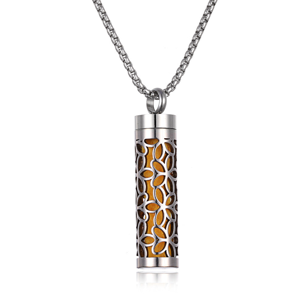 Stainless Steel Aromatherapy Pendant Necklace with Essential Oil Bottle