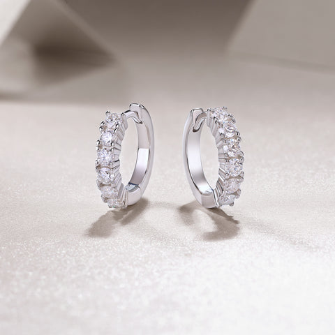 S925 Sterling Silver Moissanite Stud Earrings Set Elegant Platinum-Plated Hoop Design
