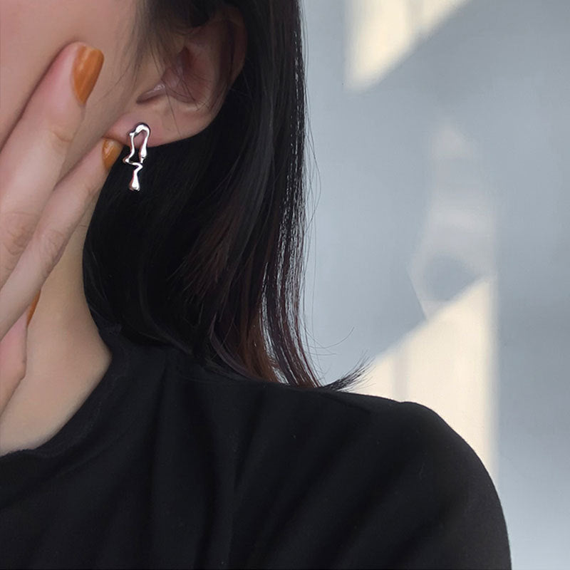Asymmetric Silver Modern Geometric Earrings for Women - 4