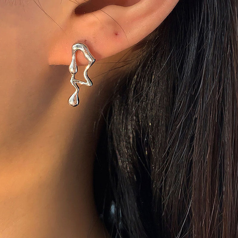 Asymmetric Silver Modern Geometric Earrings for Women - 5