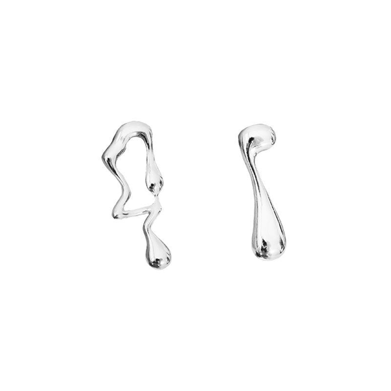 Asymmetric Silver Modern Geometric Earrings for Women