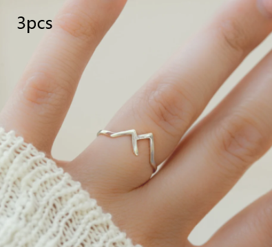 Minimalist Mountain-Shaped Copper Ring for Women