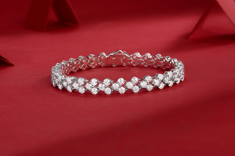 S925 Silver Moissanite Bracelet Luxury Fashion Sparkling Tennis Chain - 3