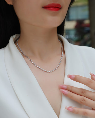 Heart-to-Heart Moissanite Pendant Necklace in Sterling Silver with Platinum Plating
