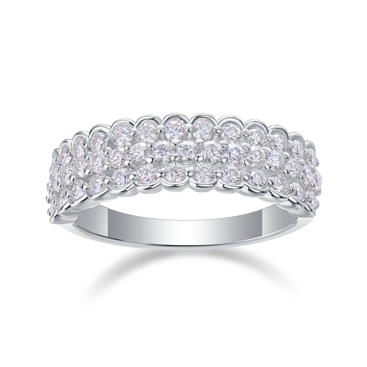 Multi-row Moissanite Ring in S925 Silver Luxury Fashion Jewelry
