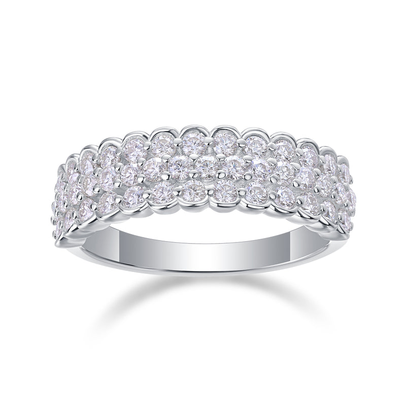Multi-row Moissanite Ring in S925 Sterling Silver Modern & Elegant Fine Jewelry - 3