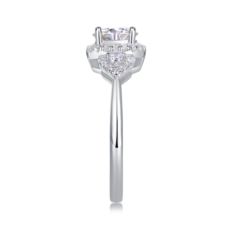 Luxury Moissanite Silver Wedding Ring 1 Carat Large Diamond Style - 2