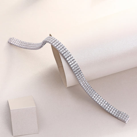 S925 Silver Moissanite Tennis Bracelet Luxury Fashion Sparkling 19cm