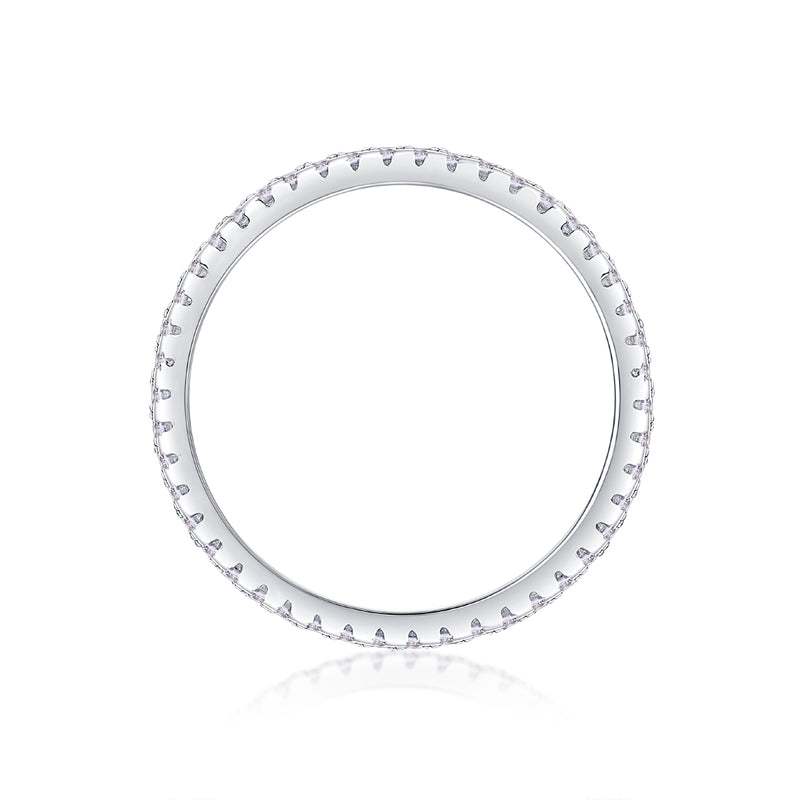S925 Silver Three Row Moissanite Ring Modern Elegant Band - 2