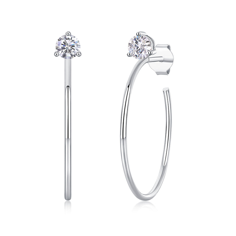 S925 Silver Moissanite Stud Earrings Minimalist Elegant Design - 1