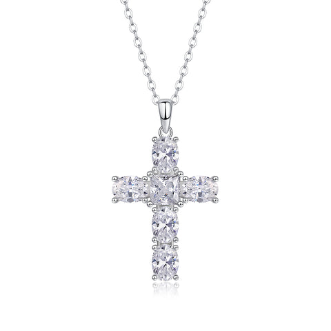 1Soul Guidance Moissanite Cross Pendant Necklace in S925 Sterling Silver