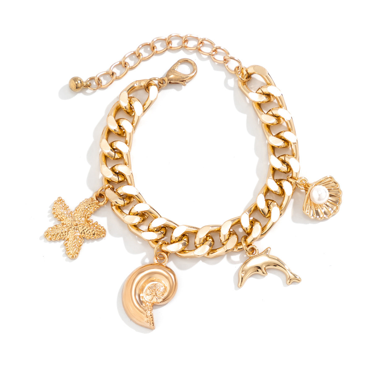Boho Beach Charm Necklace and Bracelet Set for Women