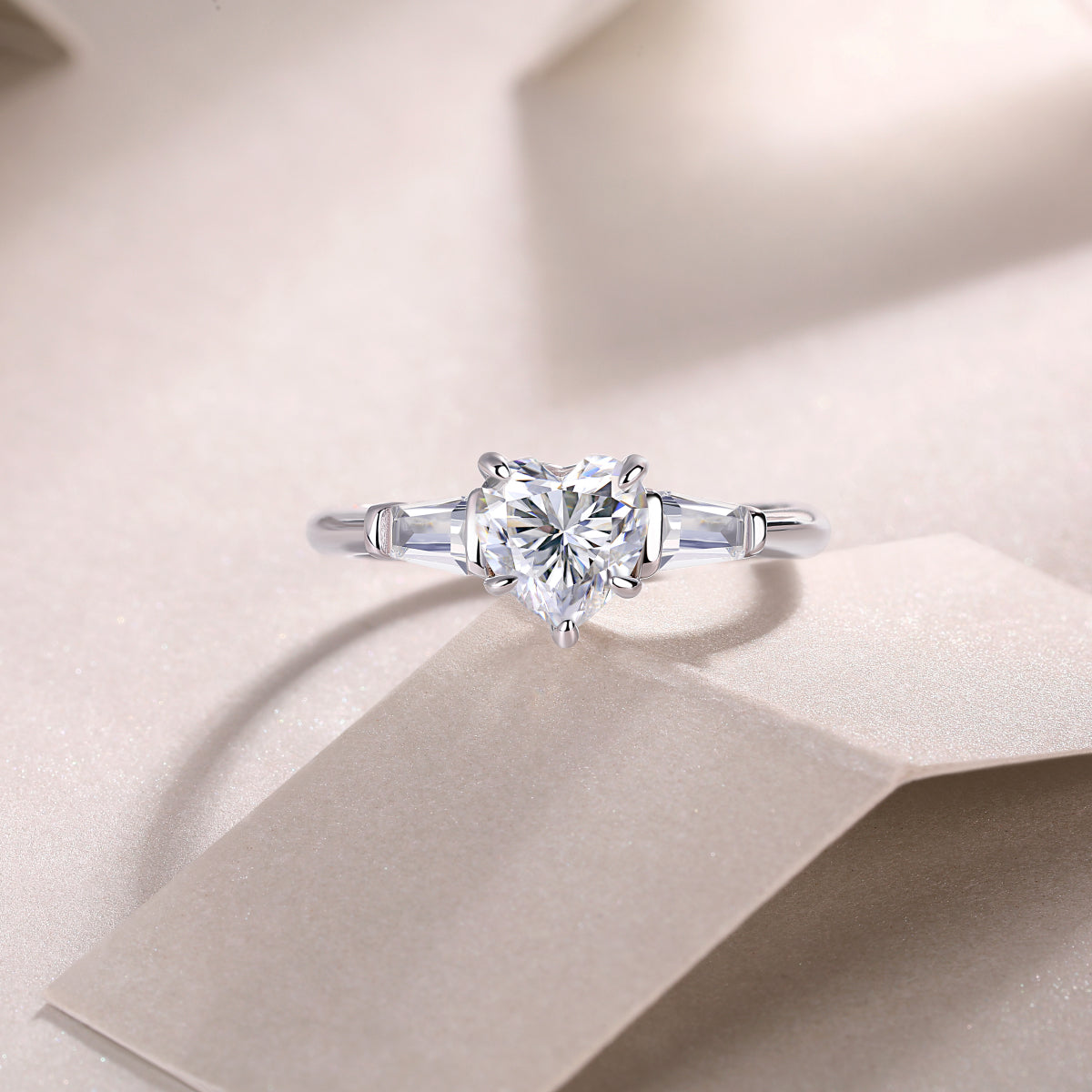 Heart-Shaped Moissanite Silver Ring S925 Luxury Fine Jewelry