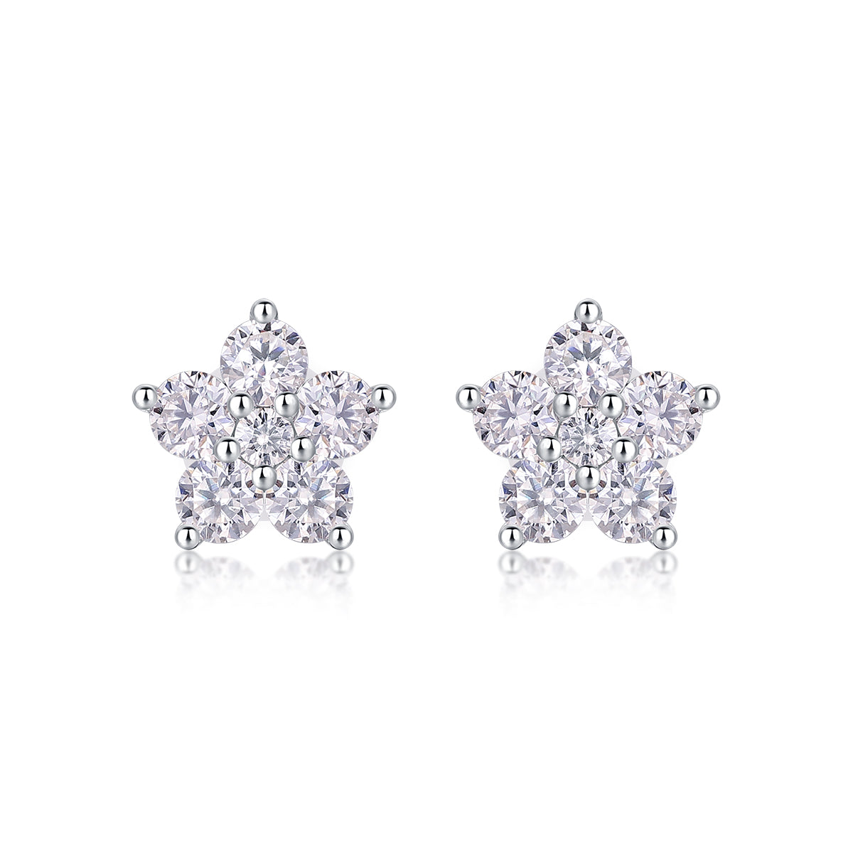 1Paris Flower S925 Sterling Silver Moissanite Stud Earrings Elegant Floral Design