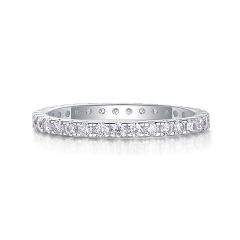 S925 Silver Moissanite Row Ring Elegant Thin Band