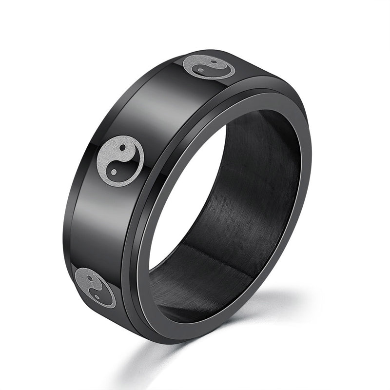 Bold Titanium Steel Ring with Roman Numerals for Men - 11