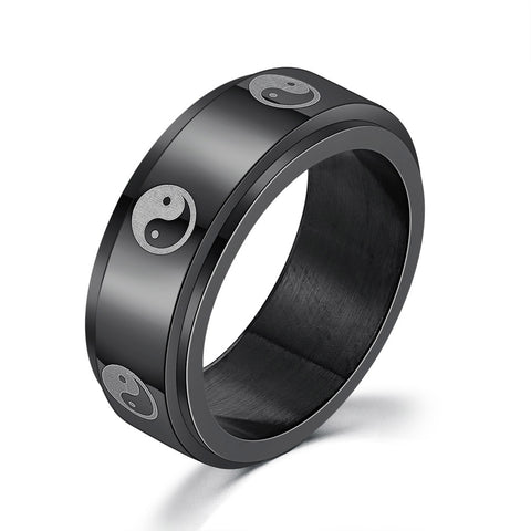 Bold Titanium Steel Ring with Roman Numerals for Men