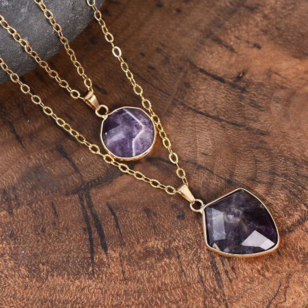 Moonstone Double Chain Pendant Necklace for Valentine's Day