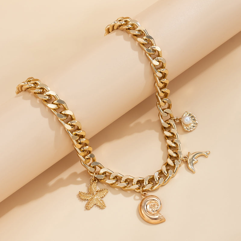 Boho Beach Charm Necklace and Bracelet Set for Women - 3