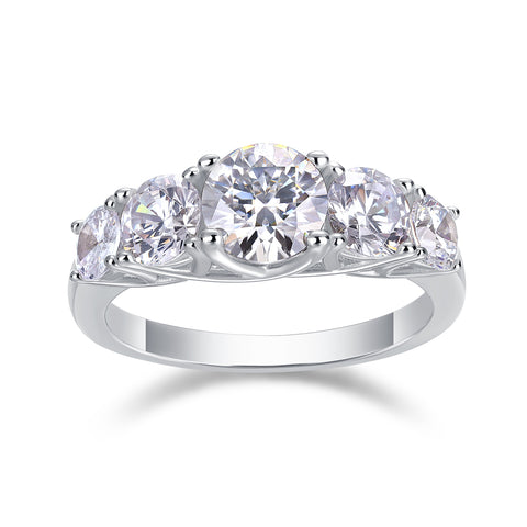S925 Silver Moissanite Ring 1 Carat Multi-Stone Elegant Design