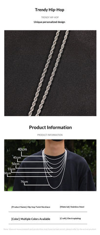 Stainless Steel Twisted Rope Chain Bracelet Minimalist Unisex Design
