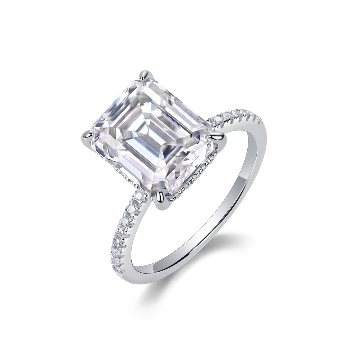 Iridescence City Sterling Silver Moissanite Ring with Octagonal Stone