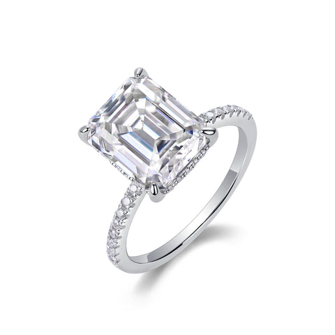 Iridescence City Sterling Silver Moissanite Ring with Octagonal Stone