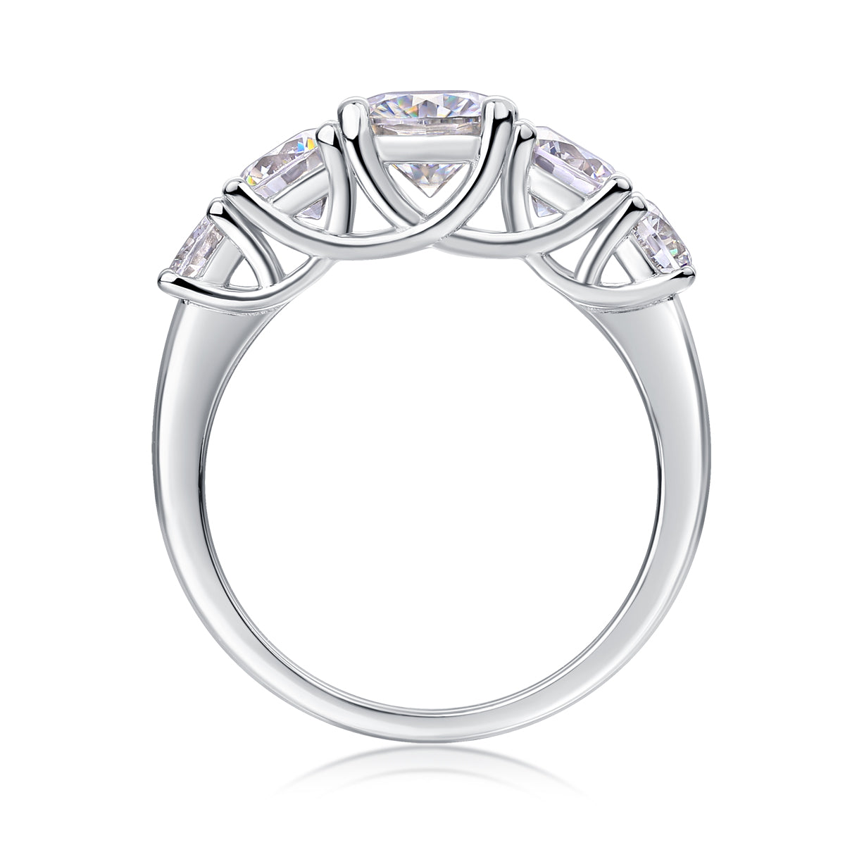 S925 Silver Moissanite Ring 1 Carat Elegant Multi-Stone Design