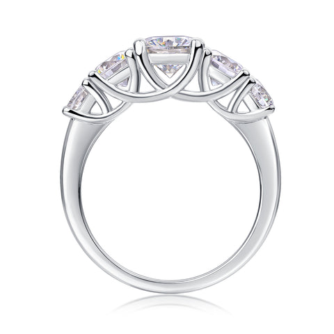 S925 Silver Moissanite Ring 1 Carat Elegant Multi-Stone Design