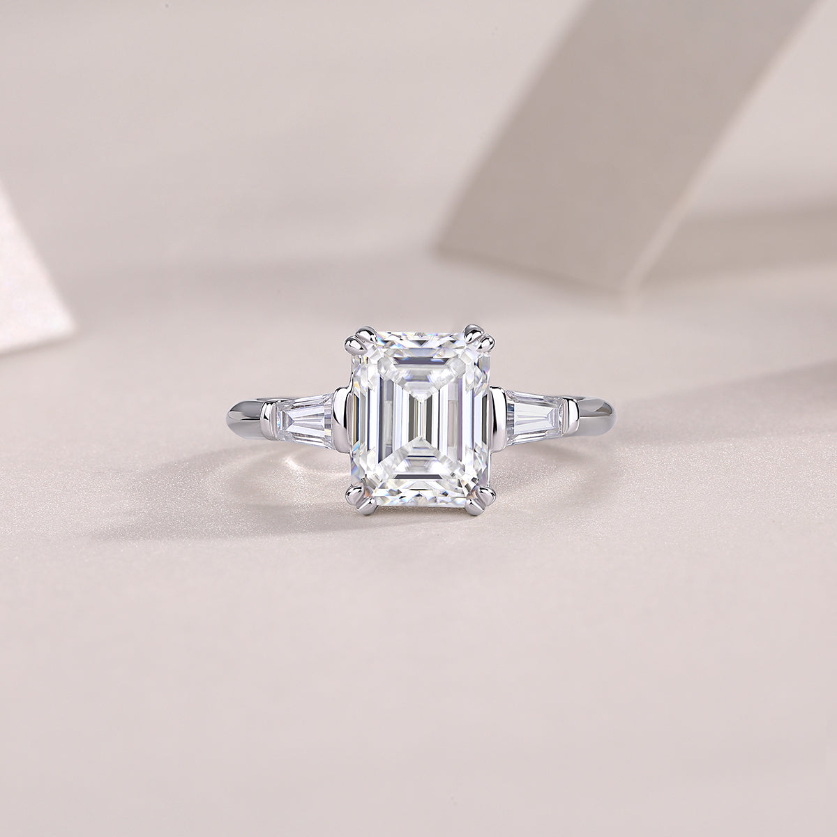 S925 Sterling Silver Moissanite Ring Octagonal Cut Elegant Design