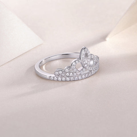 S925 Silver Moissanite Crown Ring Elegant Luxury Design