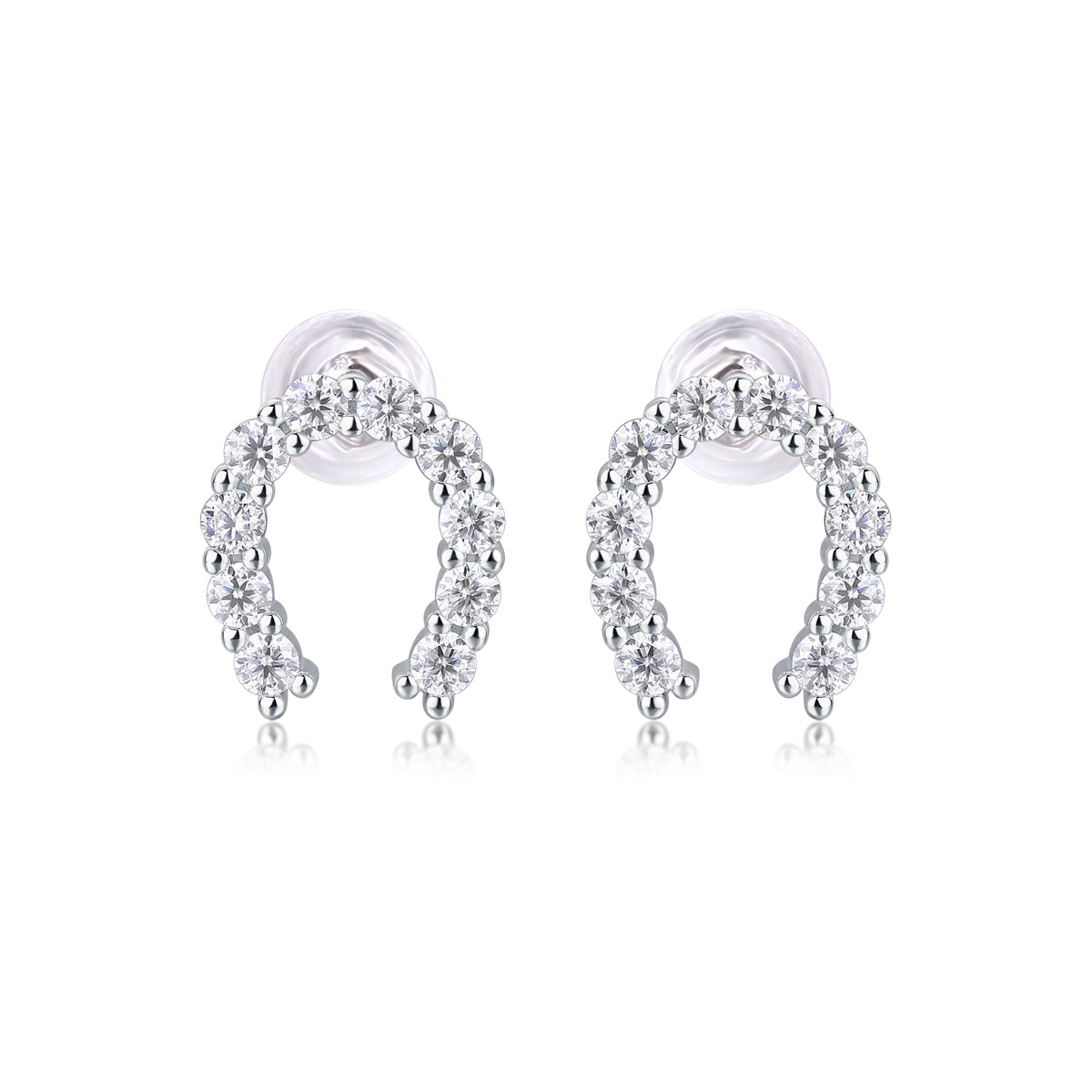 S925 Silver Moissanite Stud Earrings Luxury Horseshoe Design