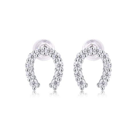 S925 Silver Moissanite Stud Earrings Luxury Horseshoe Design