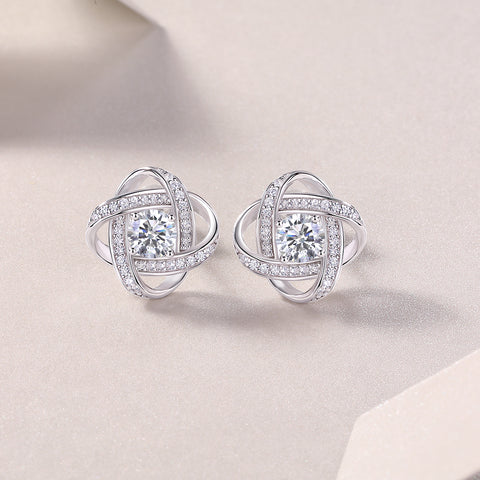 1Hope Beam S925 Sterling Silver Moissanite Stud Earrings Elegant Fashion Jewelry