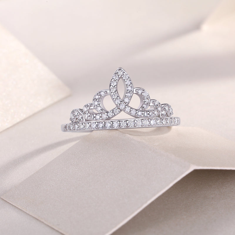 S925 Silver Moissanite Crown Ring Elegant Luxury Design - 3